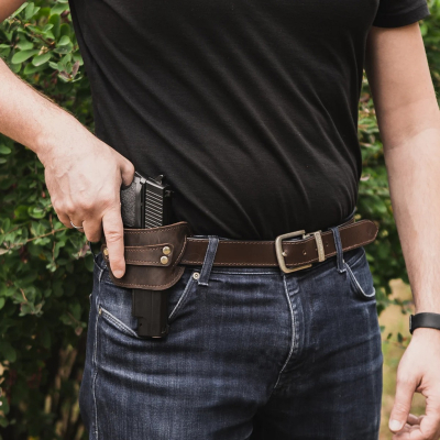 Brown Leather Belt Slide Holster