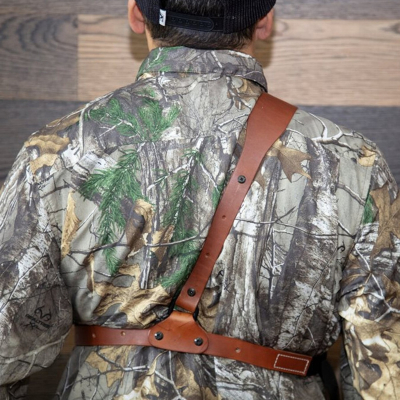 Brown Leather Chest Holster For Large Frame Handguns