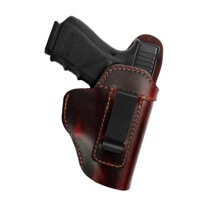 Brown Leather IWB Holster Multi Fit – genuine leather concealed carry holster with steel belt clip