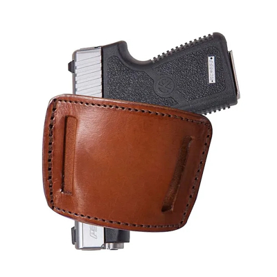 Brown Leather IWB Holster With Steel Belt Clip