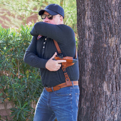 Brown Leather Horizontal Shoulder Holster System