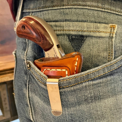 Brown Leather Pocket Clip Revolver Holster