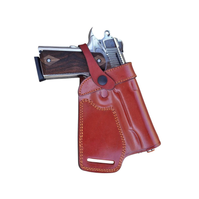 Brown Leather Small of Back Holster With Retention Strap
