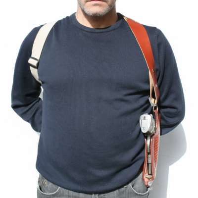 Brown Premium Leather Vertical Shoulder Carry Holster