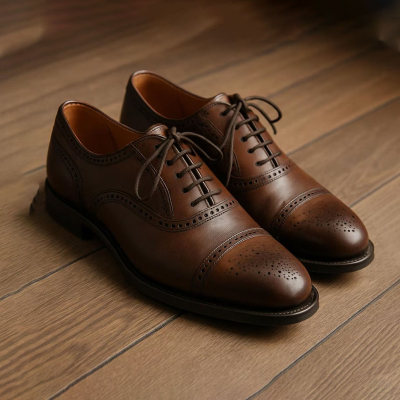 Handmade Brown Leather Oxford Shoes