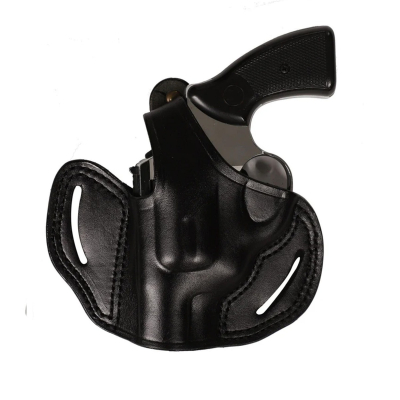 Black Leather Short Barrel OWB Revolver Holster