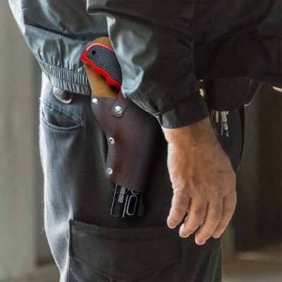 Brown Leather Revolver Hunting Holster With Strap