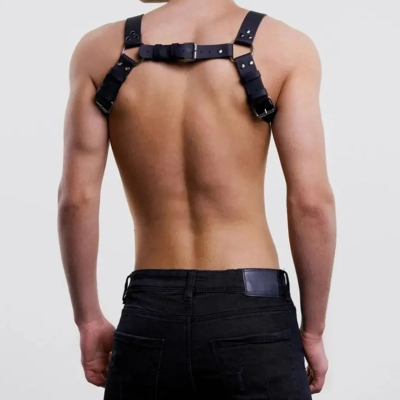 Men’s Handmade Leather Chest Harness & Bulldog Collar