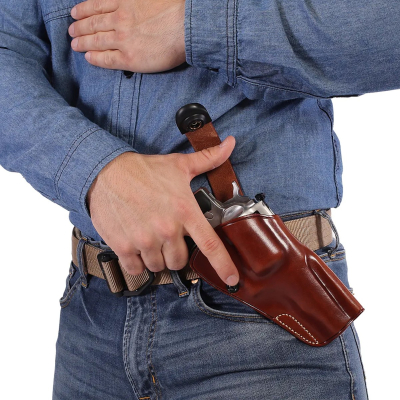 Burgundy Leather Strongside Belt Holster with Retention Strap