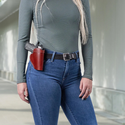 Burgundy Leather IWB Holster With Steel Clip