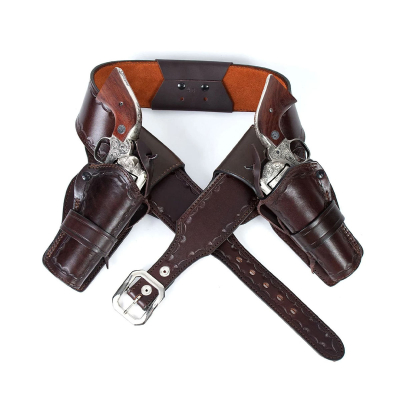 Champion Rig – Leather Gun Belt with Double Holster | Open Top OWB Leather Western Holster