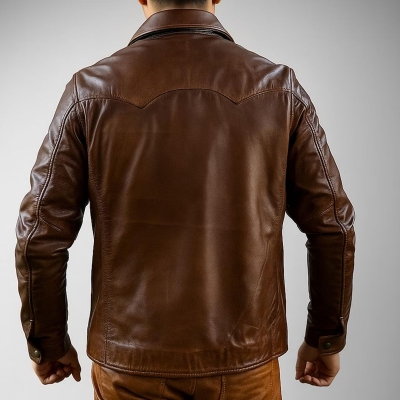 Men’s Chocolate Lambskin Biker Shirt