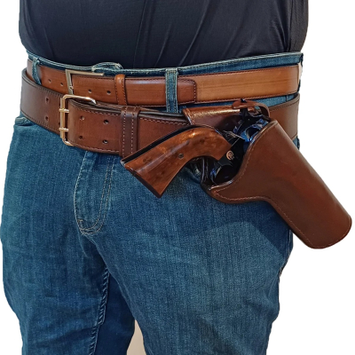 Dark Brown Leather Cross Draw Revolver Holster