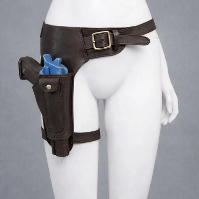 Dark Brown Leather Thigh Holster for Cosplay