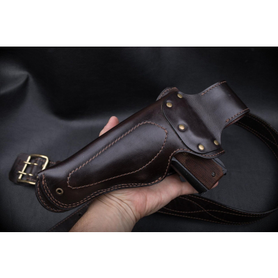 Dark Brown Leather Flap Belt Holster