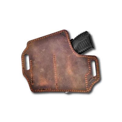 Distressed Leather OWB Holster With Mag Pouch
