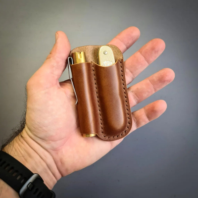 EDC Knife & Flashlight Leather