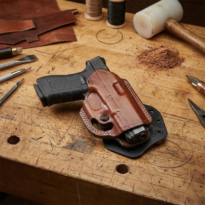 Brown Flat-Side Open-Top Leather Paddle Holster