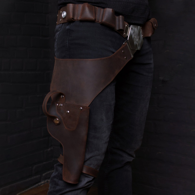 Han Solo Inspired Brown Leather Drop Leg Holster