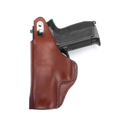Brown Leather IWB Holster w/ Steel Thumb Break