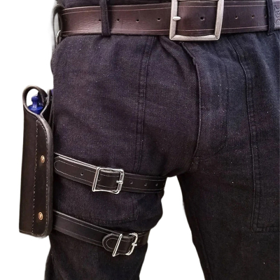Handmade Black Leather Thigh Drop-Leg Holster