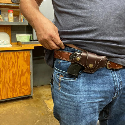 Brown Leather Holster with Horizontal Draw