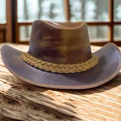 Personalized Foldable Leather Cowboy Hat – Unisex Western Style