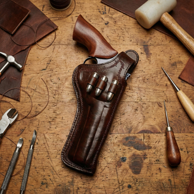 Duty Leather Holster with Bullet Loops