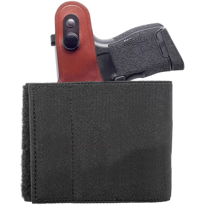 Brown Leather Ankle Holster with Thumb Break Retention