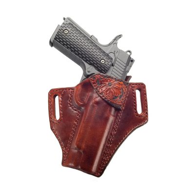 Craftsman's Choice Floral Hand-Carved Leather Gun Holster – Open-Top OWB Western-Style Holster