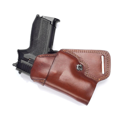 Handcrafted Small of the Back (SOB) Brown Leather Gun Holster - Custom Molded Full-Grain Leather Holster