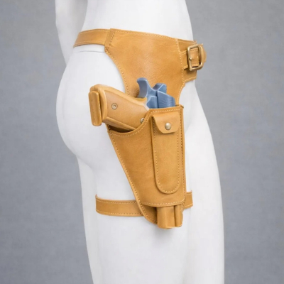 Lara Croft Inspired Tan Leather Thigh Holster