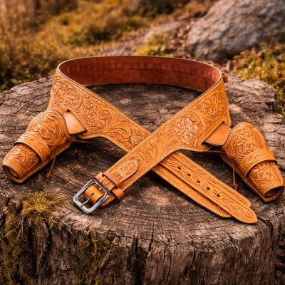 Laredoan Double Rig Leather Gun Belt with Dual OWB Holsters