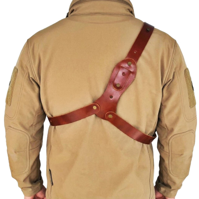 Brown Leather Chest Holster For S&W 686/10/19/60