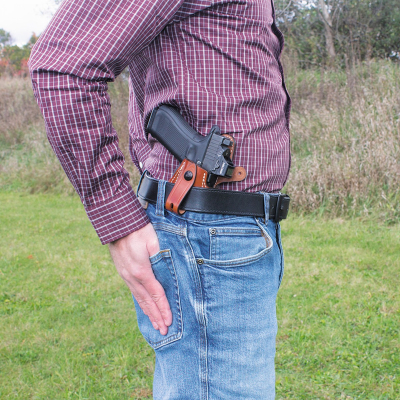 Brown Modular Leather Holster System with Full Harness and Double Magazine Pouch