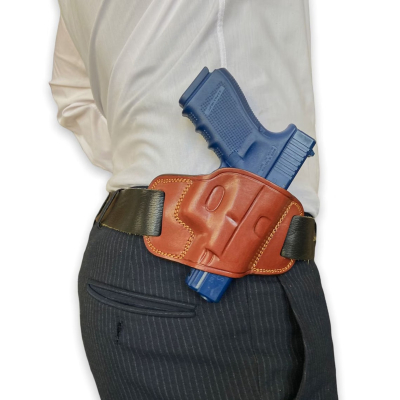 Brown Leather OWB Pancake Belt Holster