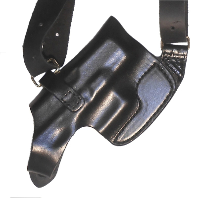 Black Leather Shoulder Holster for S&W 5904 / 5906 with Double Magazine Carrier