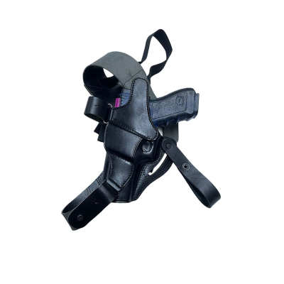 Black Leather 3-in-1 Shoulder Holster With Belt Clip