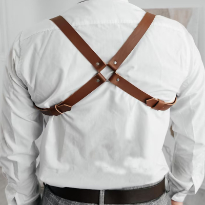 Men’s Brown Leather Chest Harness – Heavy-Duty Leather Strap for Dominant Looks