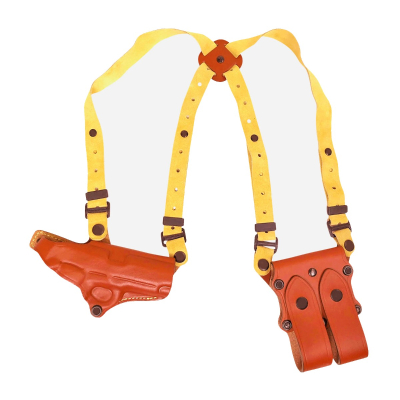 Brown Leather Shoulder Rig Holster with Magazine