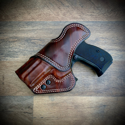 Brown IWB Leather Holster with Concealment Claw