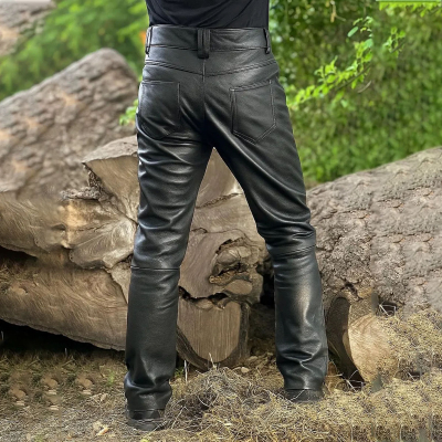 Men’s Black Cowhide Motorcycle Pants