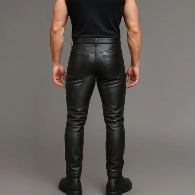 Men’s Black Sheepskin Biker Leather Pants