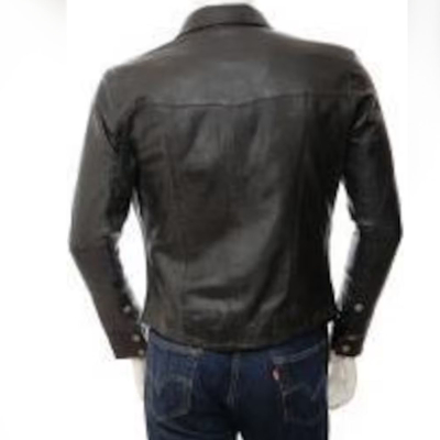 Men’s Black Lambskin Leather Shirt