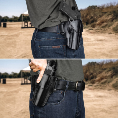 Premium Leather OWB Belt Holster With Sweat Guard