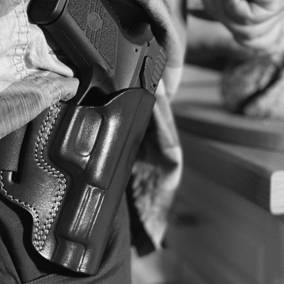 Handcrafted OWB Black Leather Gun Holster - Custom Hand-Molded Full-Grain Leather Holster