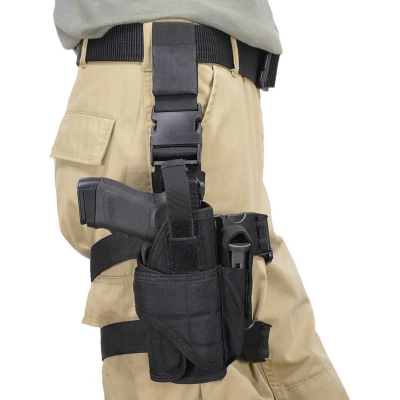 Tactical Nylon Drop Leg Holster with Adjustable Straps Black