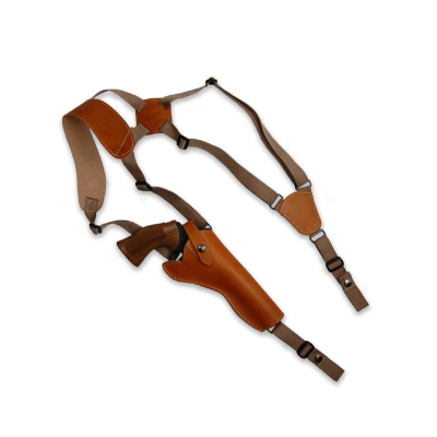 Handmade Tan Leather Vertical Shoulder Holster for Revolvers – Webbing Harness