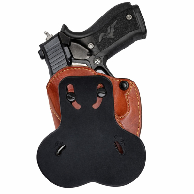 Tan Leather Paddle Holster With Belt Lock Tabs