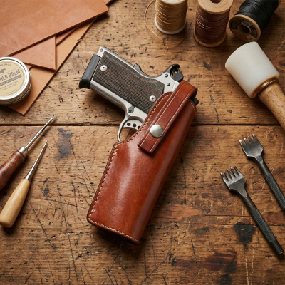 1911 Leather Holster with Hammer Strap Retention